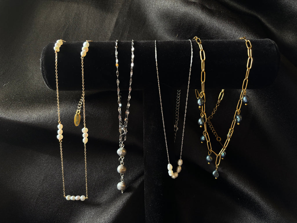 Dainty Silver Pearl Necklace