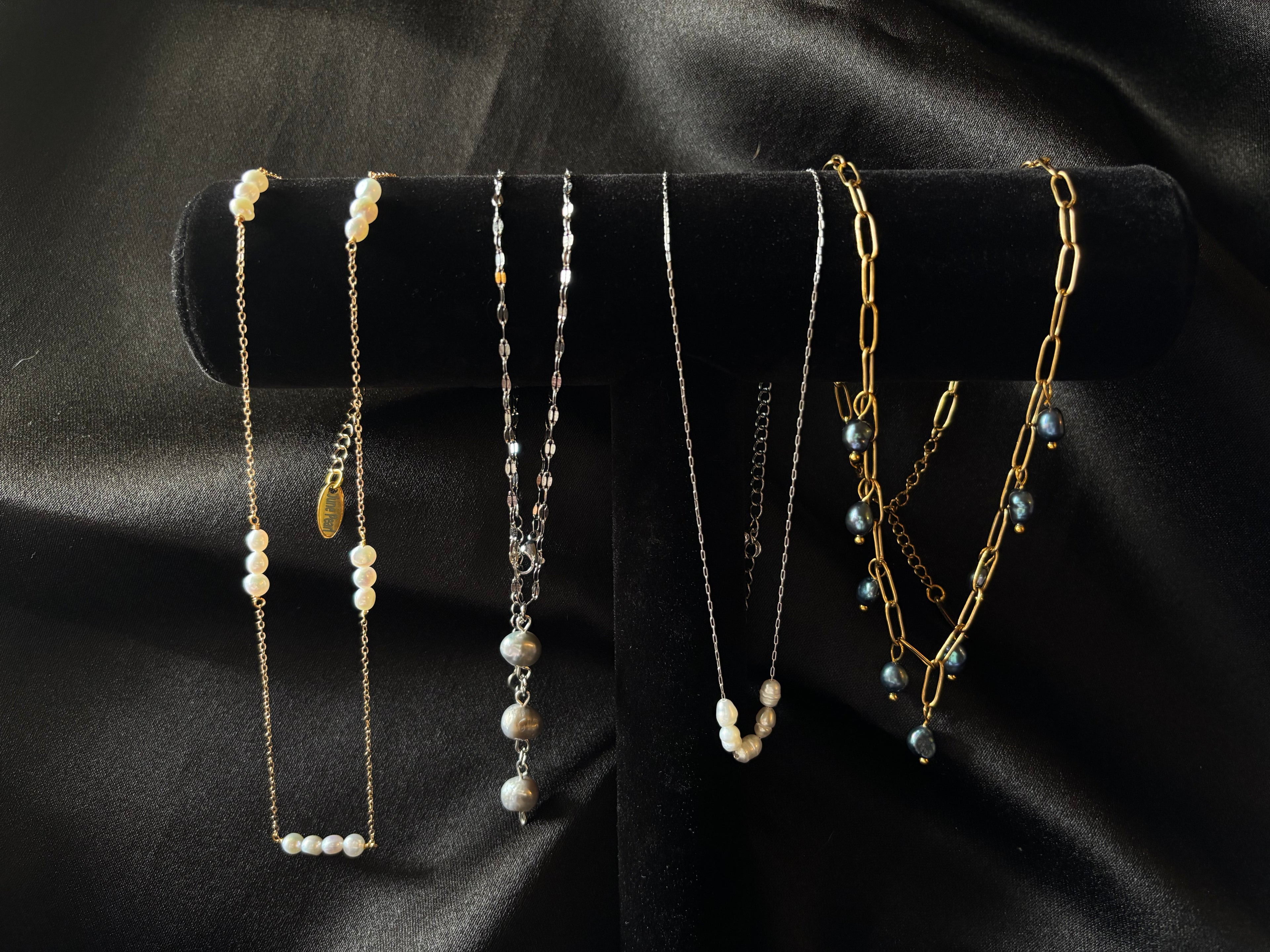 Dainty Silver Pearl Necklace